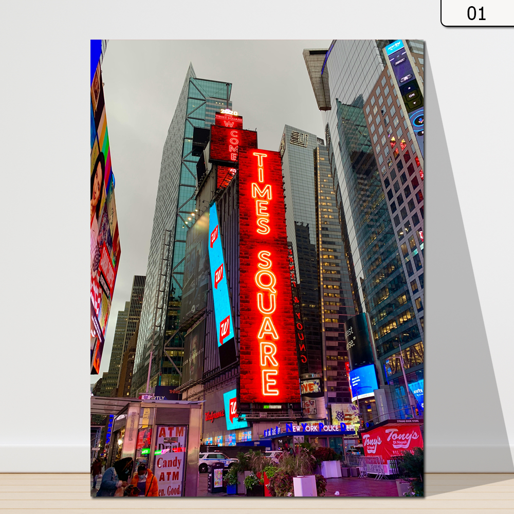 Placa Decorativa Quadro Nova York Times Square - Tamanho 20x28cm Já Acompanha Fita Dupla Face