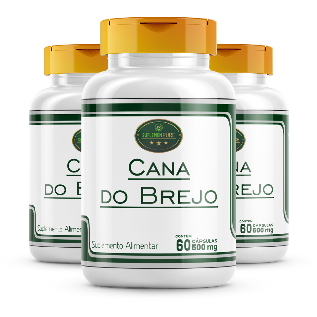Kit 3 Potes Cana do Brejo em pó - Costus spicatus -180 Caps 500mg