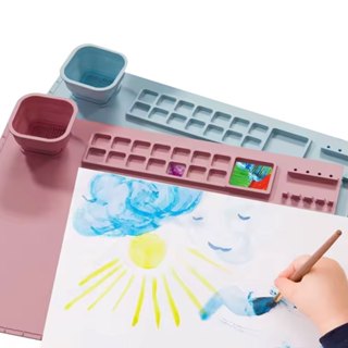 Tapete De Silicone Para Pintura Com Paleta E Copo Desenho Arte em Oferta na Shopee