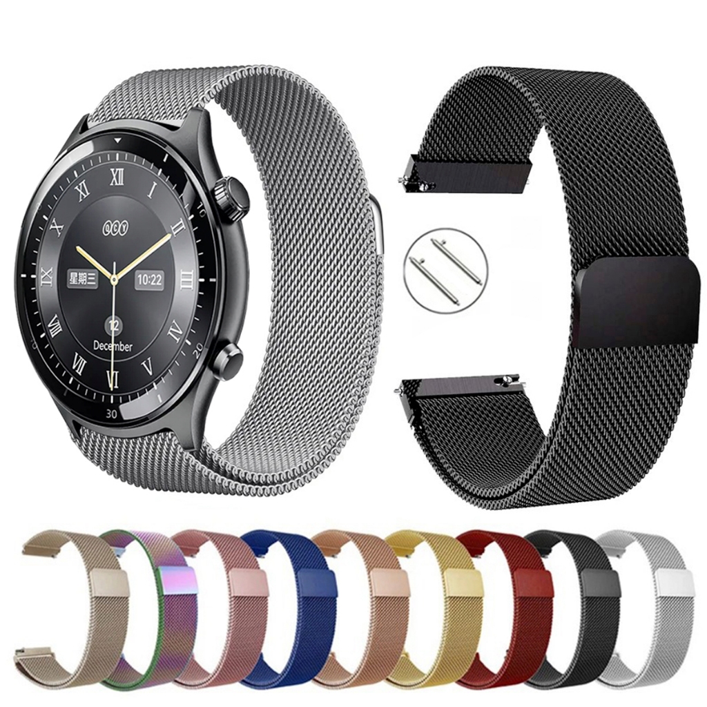 Pulseira de 22mm milanesa aço inox para Smartwatch QCY ACTIVE GT S7 de Engate Rapido