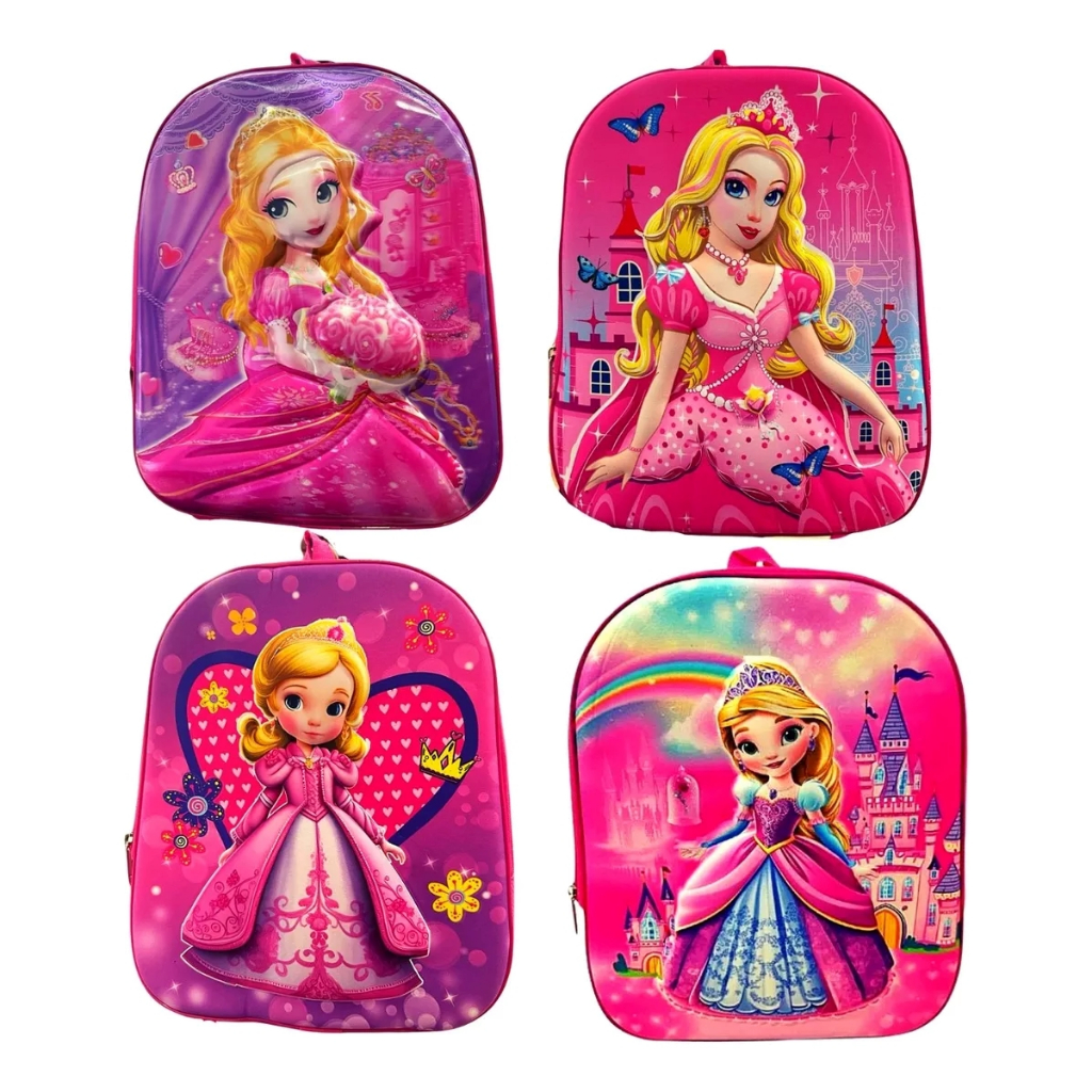 kit 4 mochilas infantil pequena creche bebê para menino menina de costa leve variadas carro princesa