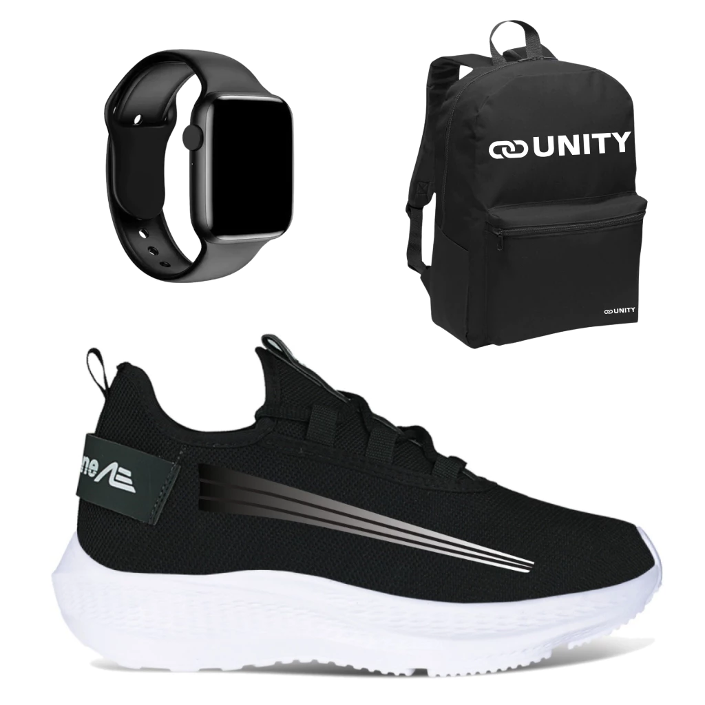 KIT TENIS MASCULINO ACADEMIA CAMINHADA TREINO ADAPTION KIEV COM RELÓGIO DIGITAL E MOCHILA — imagem 1