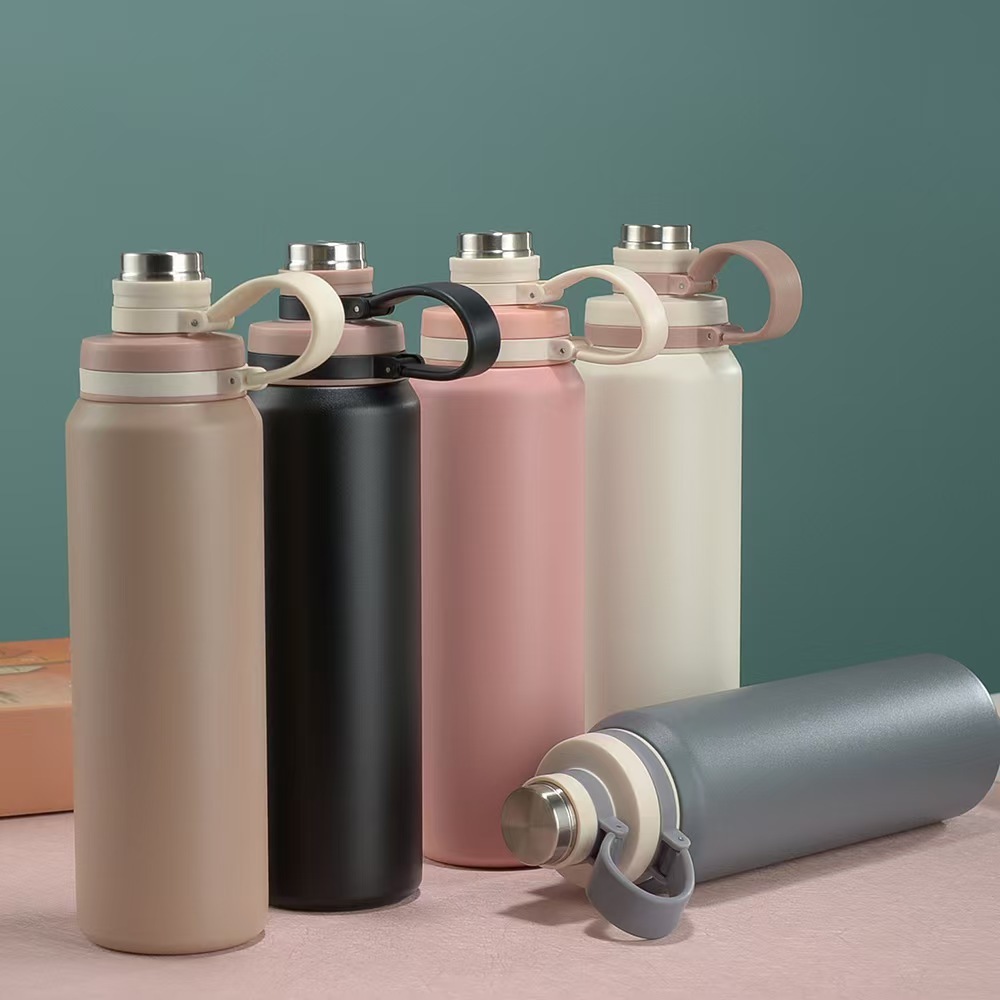 Garrafa Térmica De 800ML Com De Aço Inoxidável Portátil Com Canudo Gratuito Com Alça Ideal Para Esportes em Oferta na Shopee