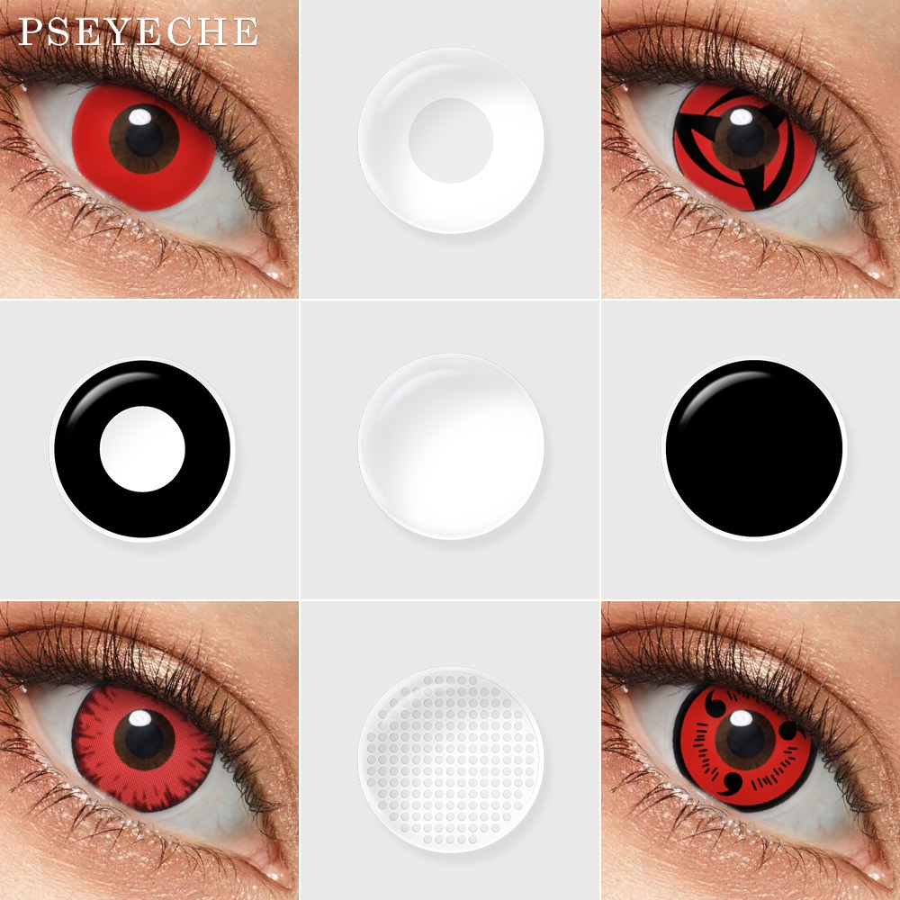 Pseyeche Lentes De Contato Brancas Cosplay Olhos Para Halloween Festa Dia 14,0~14,5mm Annual 1 Par