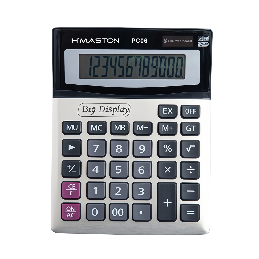 Calculadora Eletrônica 12 Digitos LCD Escritório Calculadora Preto Teclas PC-06