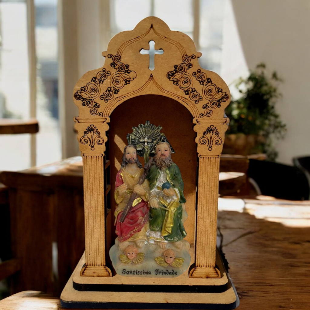 Imagem santissima trindade Resina jesus deus espirito santo com oratorio capela