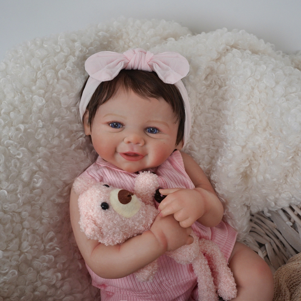 Bebê Reborn Boneca Silicone 48cm Menina Rosa Olho AzulRealista Pintado  Brastoy em Oferta na Shopee
