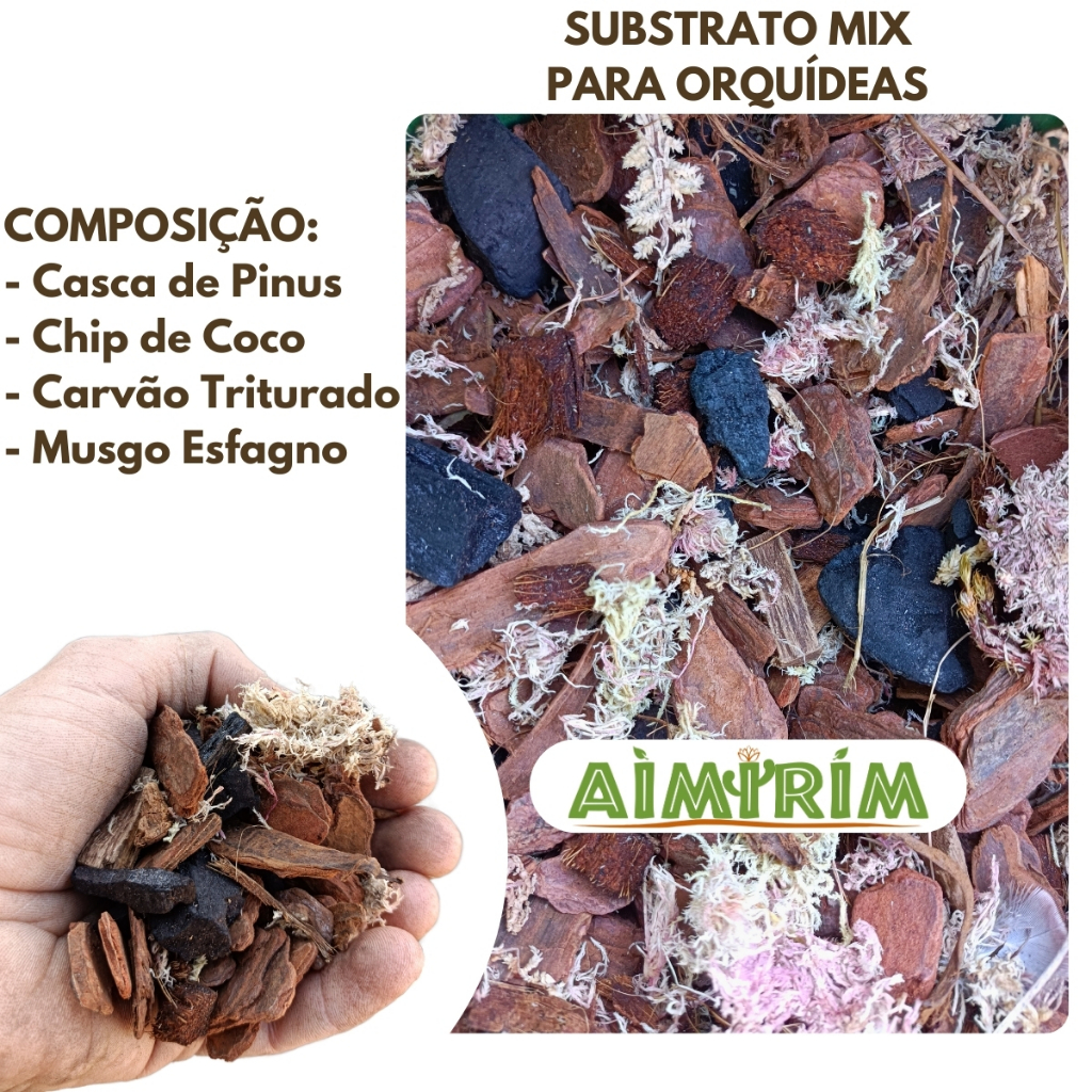 Substrato Mix Chip Carvão Esfagno Pinus 10 Litros