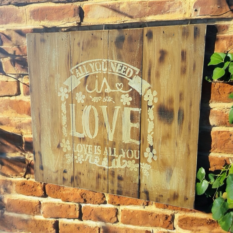 QUADRO PAINEL DECORATIVO MADEIRA MUSICAL BEATLES ALL YOU NEED IS LOVE MARROM OU BRANCO 40X40 CM IDEAL PARA CASA LAR