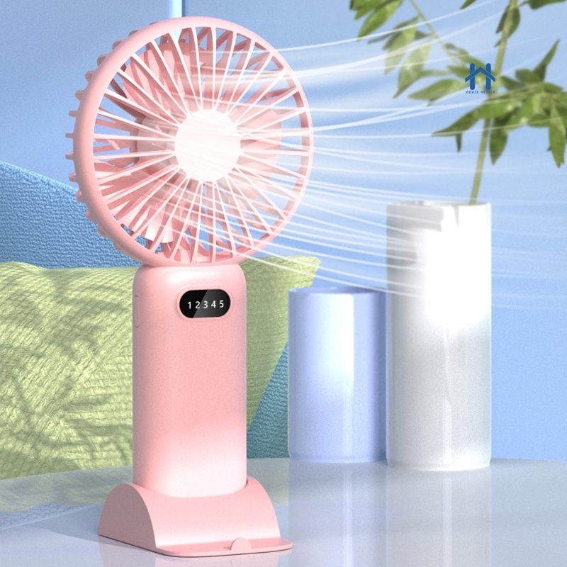 Mini Ventilador Recarregável Portátil de Mão ou Mesa 5 Velocidades com Qualidade