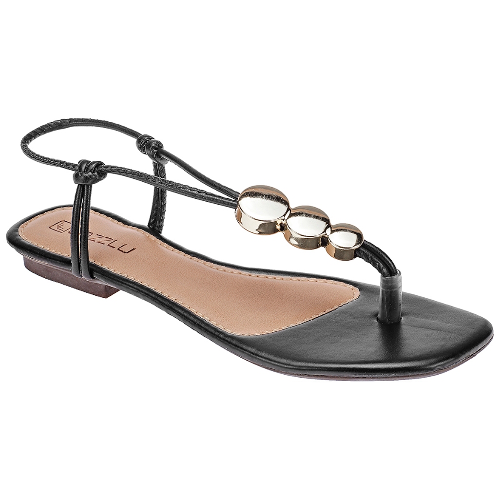 Sandália Rasteira Feminina Rasteirinha Dedo Enfeite Metalizado - Women Shoes