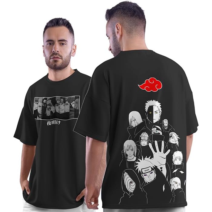 Camiseta streetwear aftersoul crazymonk Naruto Akatsuki Team Anime Camiseta grande homen mulher kids