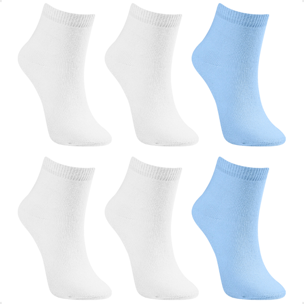 Kit 6 Pares Meia Básica Algodão Bebê Infantil Unissex Menino Menina Soquete Atoalhada Conforto Lisa