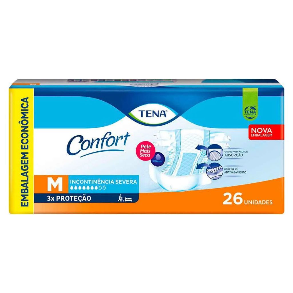 Fralda Geriátrica Tena Confort Mega M com 26 Unidades