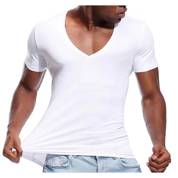 Camiseta Masculina Tshirt Slim Gola Funda Cavada Manga Curta Em Malha Viscolycra Premium Com Elastano