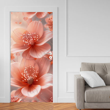 Adesivo De Porta De Madeira ou Vidro Decoração Revestimento - ORQUIDEA ROSA ORR171