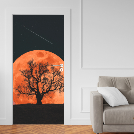 Adesivo De Porta De Madeira ou Vidro Decoração Revestimento - LUA COM ARVORE LCA201