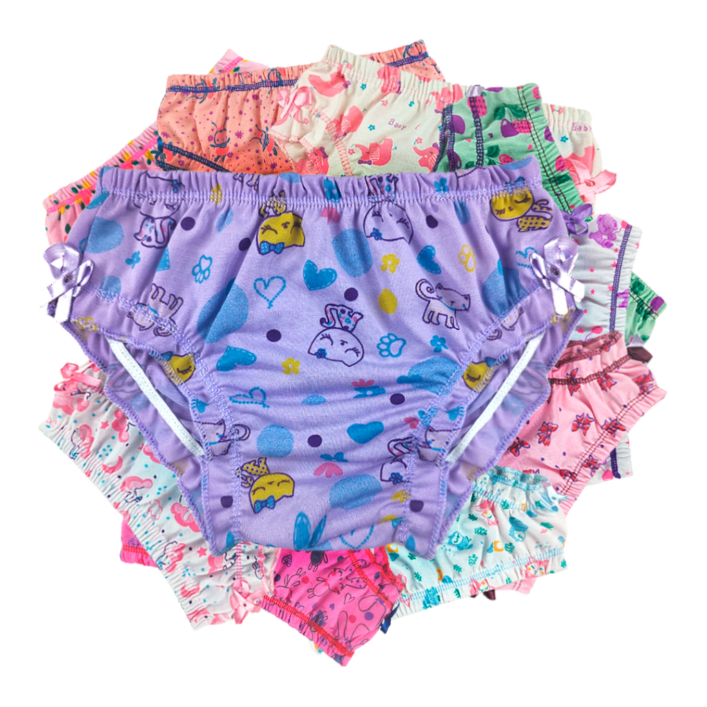 KIT 10 calcinha cobre falda estampada infantil calçola menina feminina revenda em Oferta na Shopee
