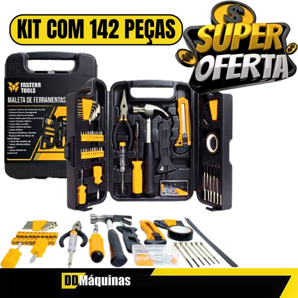 Kit de Ferramentas 142 Peças + Maleta- Fasterr