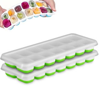 Kit 2 Forma de Gelo Silicone com Tampa Rígida 14 Cubos Porta Papinha Fundo De Silicone em Oferta na Shopee