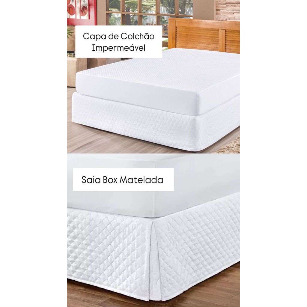 Capa de Colchão Impermeável e Saia box Solteiro King 1,10m