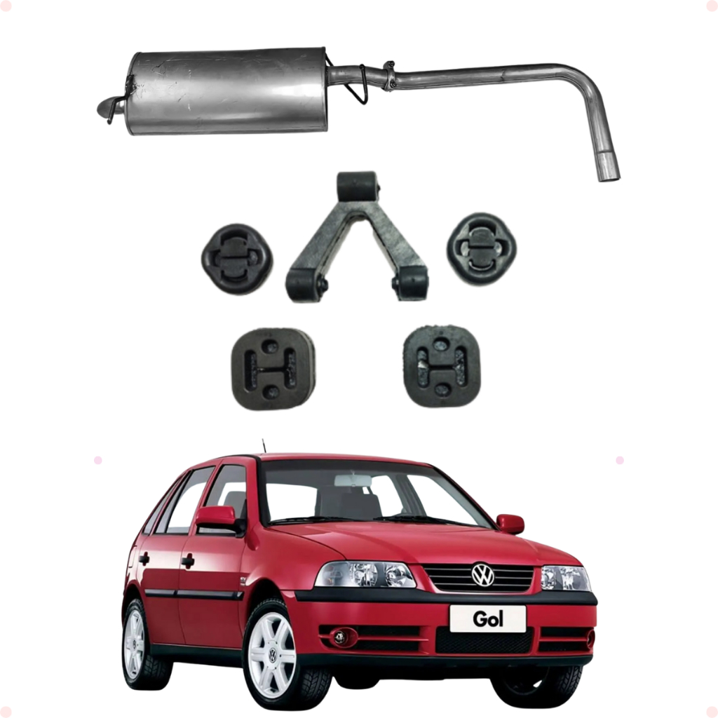 Escapamento Silencioso Traseiro e Kit Borracha Coxim Gol 2000 a 2013 Scapex 61530