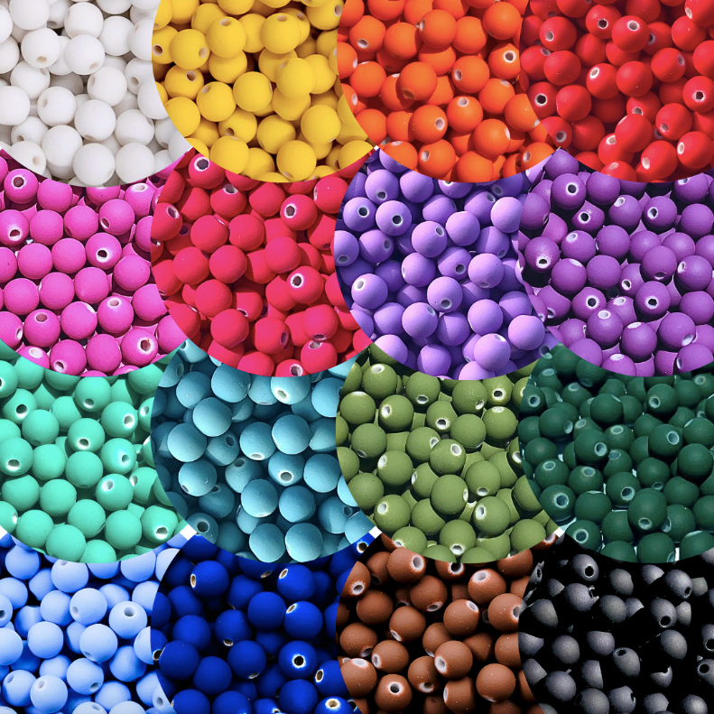 Até 500 Bolas Emborrachadas 08MM Miçanga Terço Pulseira Phone Strap Borracha Artesanato em Oferta na Shopee