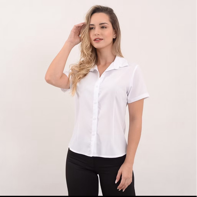 Camisete manga curta feminina blusa camisa social microfibra exclusividade original de fábrica — imagem 2 de 2