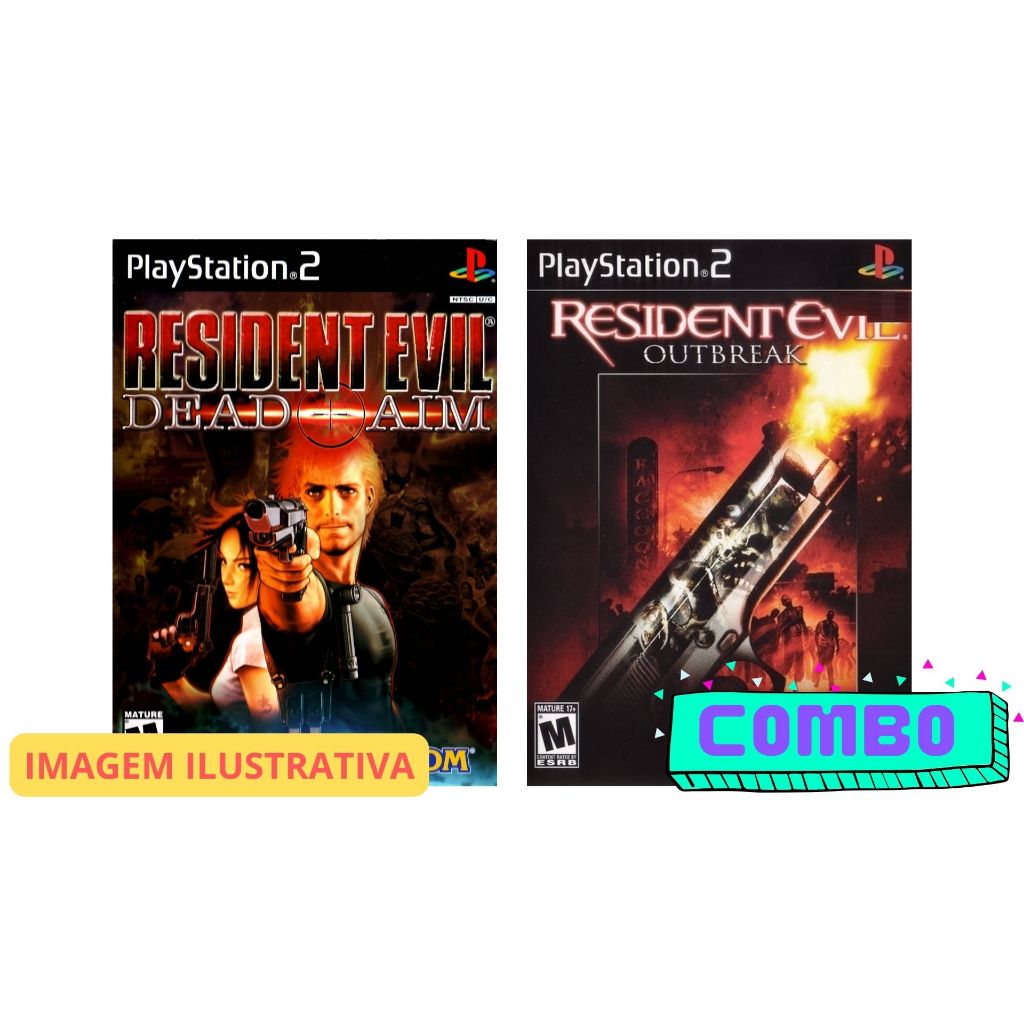 Combo Jogos Resident Evil Red Dead Aim e Resident Evil Outbreak - Playstation 2 (LEIA A DESCRIÇÃO)