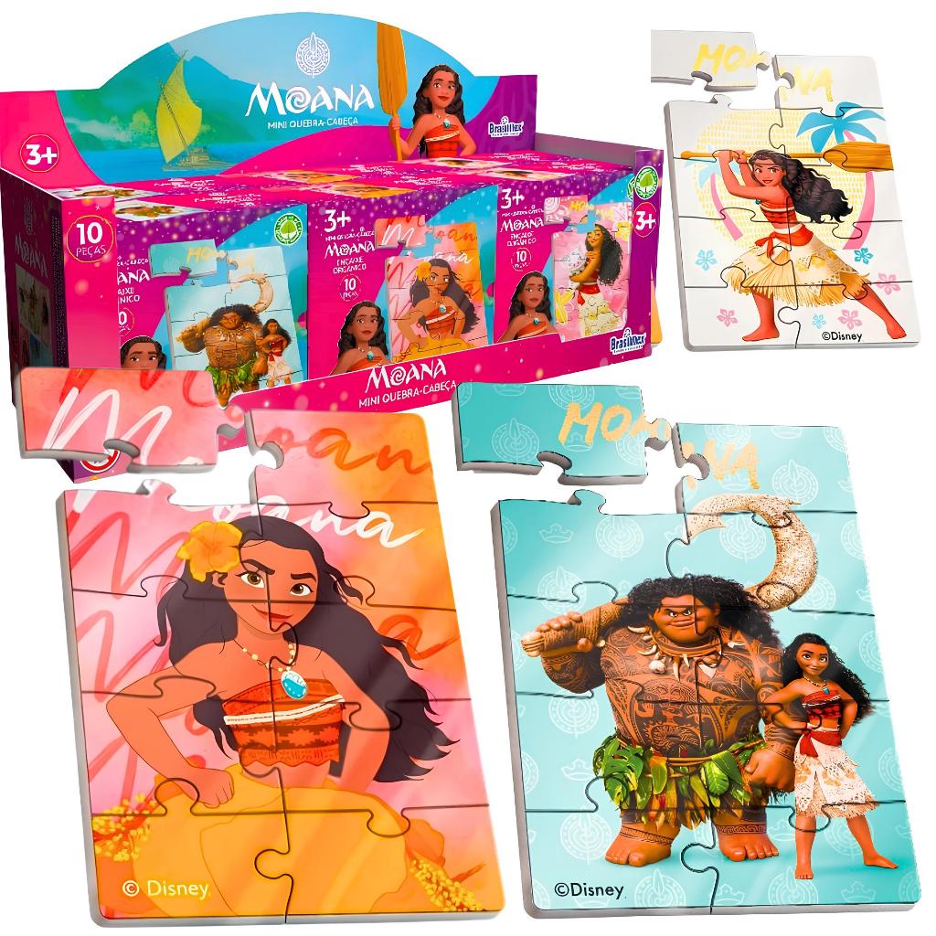 Quebra Cabeça Infantil Moana Em Madeira 10 Peças Divertido E Didático