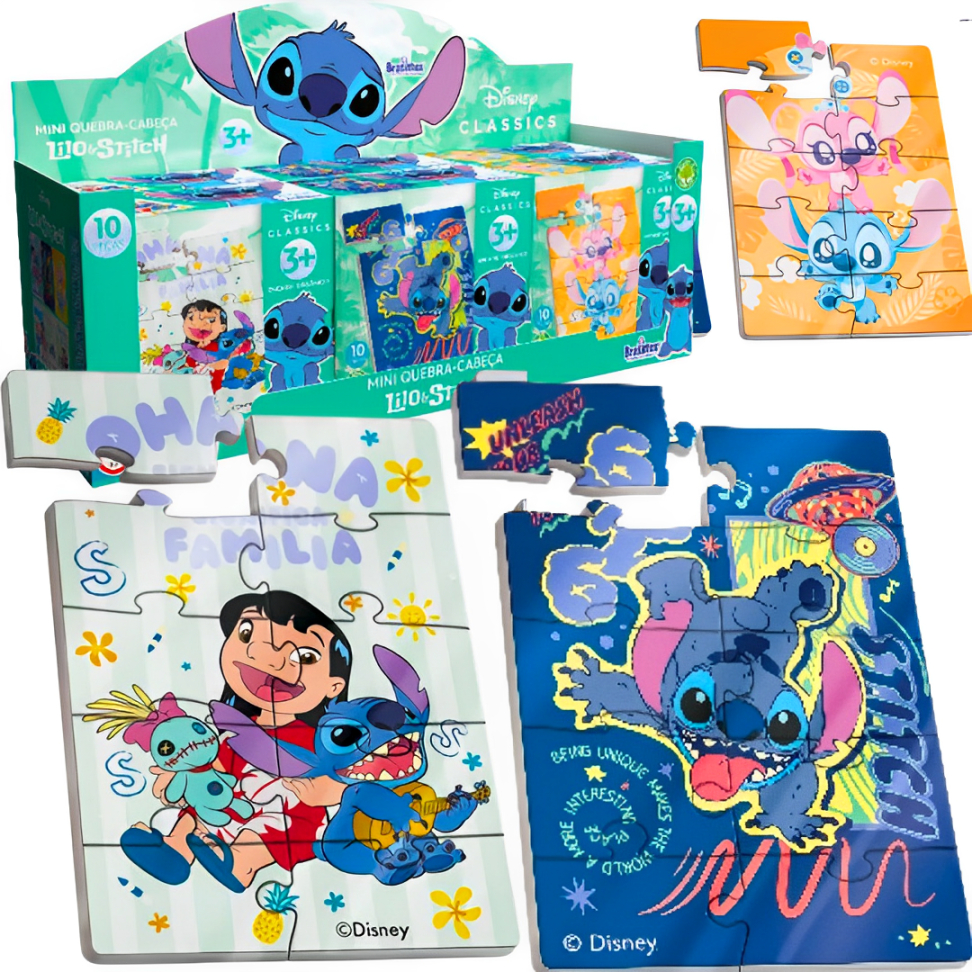 Stitch Brinquedo Jogo De Quebra Cabeça Infantil Em Madeira Personagem Lilo e Stitch