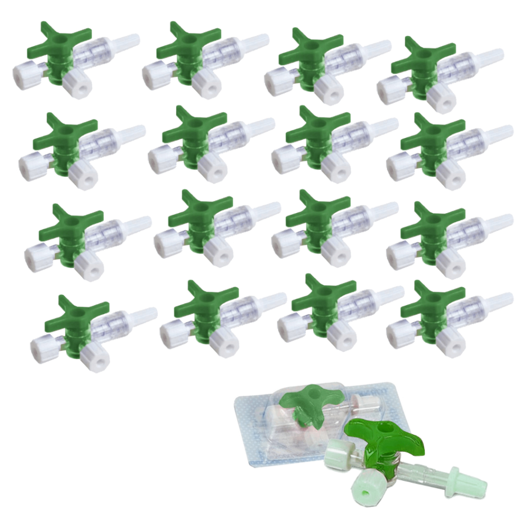 Kit 20 Torneiras De 3 Vias Estéril Terapia Intravenosa Descartável