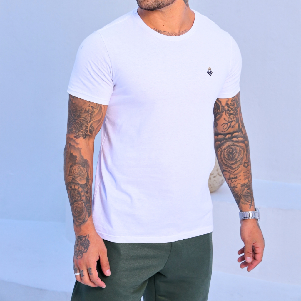 Camiseta Masculina Algodão Básica 30.1 Lisa Original Heyju em Oferta na Shopee