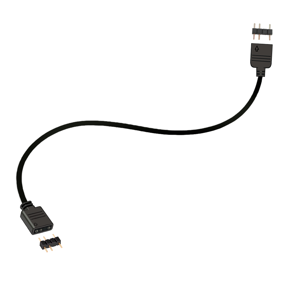 Cabo De Extensão Led Argb 3 Pinos 5V - 1m (100cm) Extensor Cabo Fita De Led E Cooler Fan