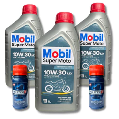 kit troca de óleo moto mobil 3lts 10w30 4T original com 2 militec