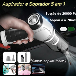 Aspirador e Soprador Portátil 5 em 1 - Alta Potência e Multifuncional para Limpeza Completa