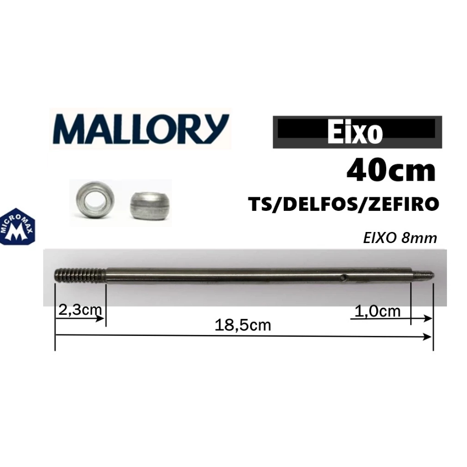 Eixo E Buchas Ventilador Mallory Turbo Silêncio / zéfiro 40cm