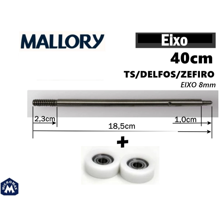 Eixo E Rolamentos Ventilador Mallory Turbo Silêncio/zéfiro 40cm
