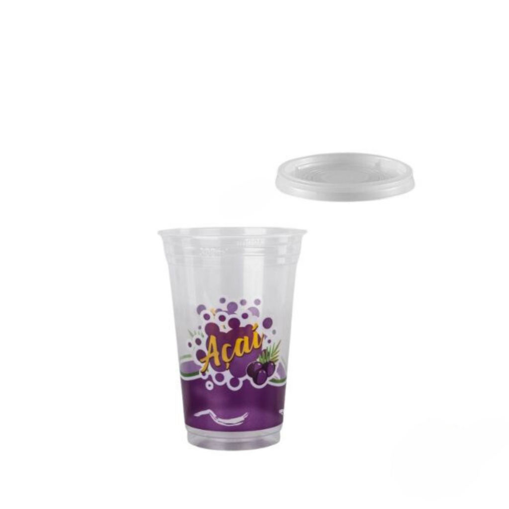 Kit Copos Personalizado Açai 300/400/500ml 50 Un C/ Tampas em Oferta na Shopee