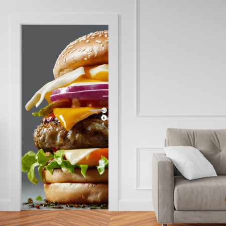 Adesivo De Porta De Madeira ou Vidro Decoração Revestimento - HAMBURGER HAMBURGUERIA RESTAURANTE HHR201