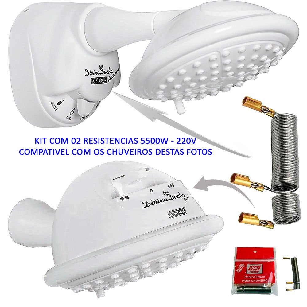 Kit de Resistência 5500W/220V ou 5500W/127V Chuveiros Astra Ducha Astra Art Banho Astra Ducha Única