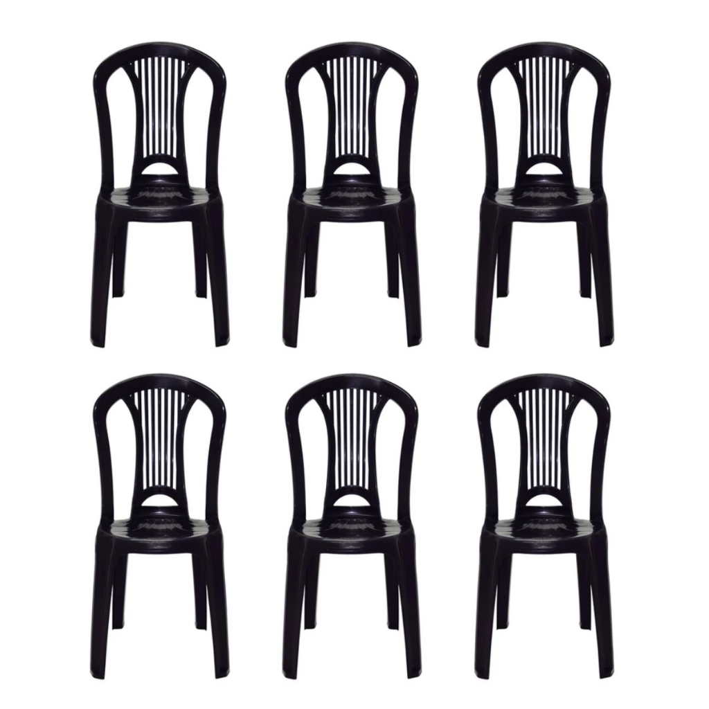 Kit 6 Cadeiras Plastica Bistrô Premium Ultra Resistente Restaurante Bar Lanchonete Suporta Até 150kg