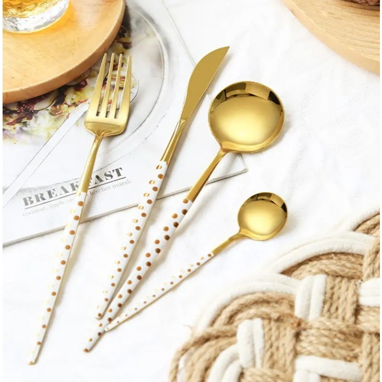 Faqueiro Nordic Polka Dots 24 Peças Gamma em Oferta na Shopee