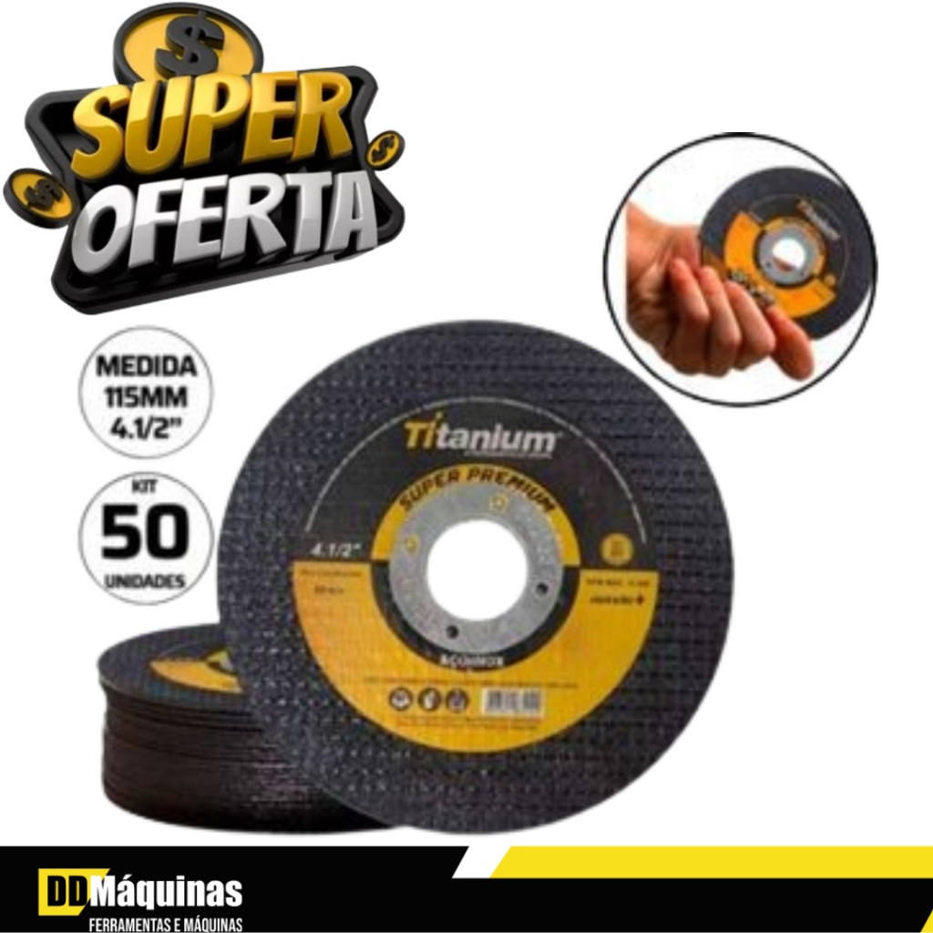 Kit 50 Discos De Corte 4.1/2 Super Premium - Titanium em Oferta na Shopee