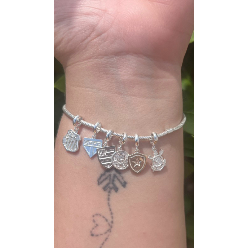 Berloque ou pingente de prata 925 legtima time futebol em Oferta na Shopee