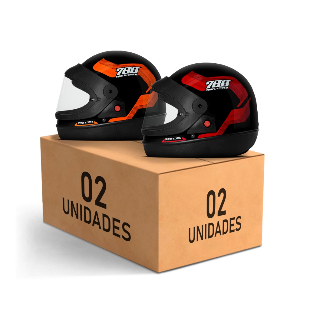 Kit Capacete Moto Masculino e Feminino Integral Pro Tork Sport Moto 788 Viseira Automática Laranja em Oferta na Shopee