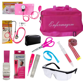 Kit Luxo de Enfermagem 10 itens  C/ Estetoscópio Duplo Rappaport/  Esfigmomanômetro PREMIUM em Oferta na Shopee