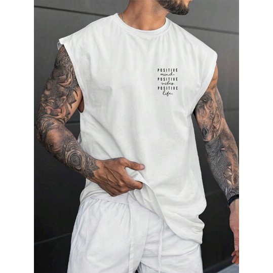 Camisa Streetwear Regata Positive Mind Vibes Camiseta Oversized Masculina Estilo Verão Praia Summer Blusa Cavada Unissex