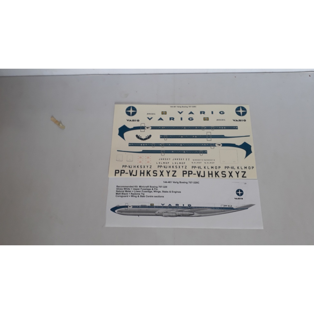 Decalque para aeromodelismo varig 707-320c 1/144 d1839