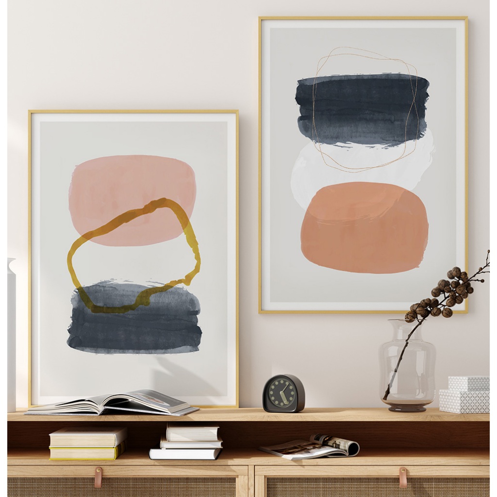 Quadro Boho Quadro Com Moldura E Vidro Quadro Decorativo Quadro Quarto Casal Sala Cores Pastéis Duo